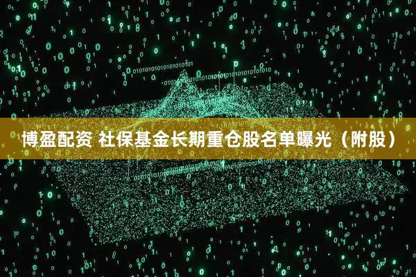 博盈配资 社保基金长期重仓股名单曝光（附股）