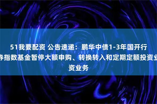 51我要配资 公告速递：鹏华中债1-3年国开行债券指数基金暂停大额申购、转换转入和定期定额投资业务